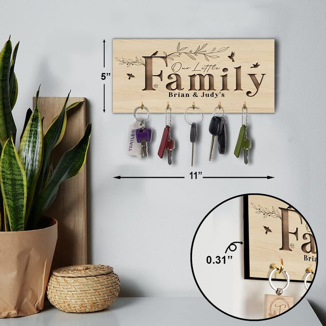 Our Little Family, Custom Key Hook, Personalized Family Name