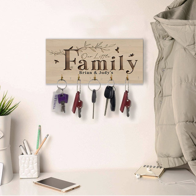 Our Little Family, Custom Key Hook, Personalized Family Name