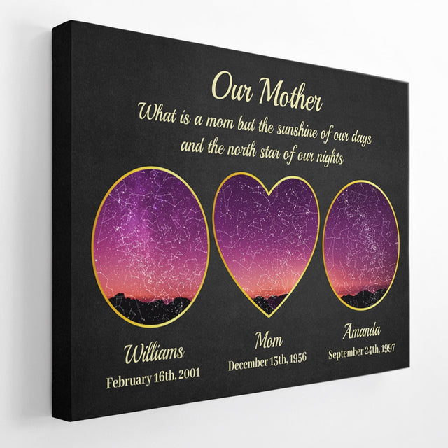Our Mother, Custom Star Map, Personalized Name And Text Canvas Wall Art
