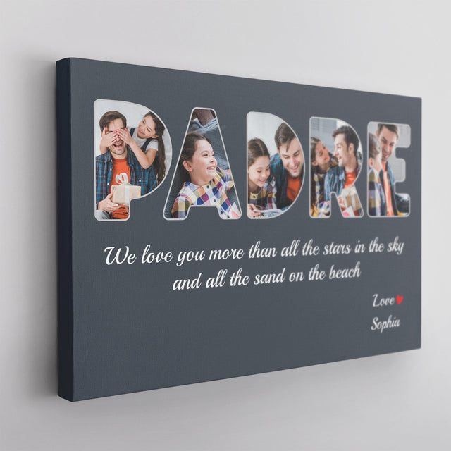Padre Custom Photo , Personalized Name And Text Canvas Wall Art