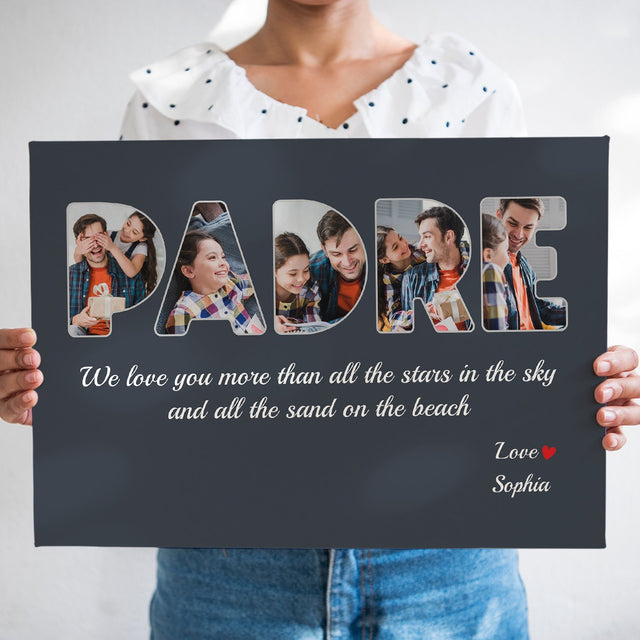 Padre Custom Photo , Personalized Name And Text Canvas Wall Art