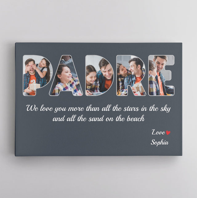 Padre Custom Photo , Personalized Name And Text Canvas Wall Art