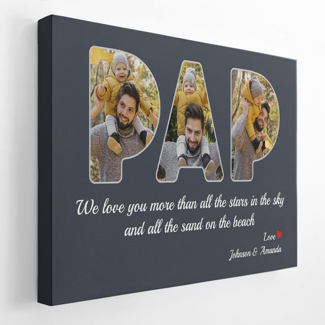 Pap Custom Photo - Personalized Name And Text Canvas Wall Art