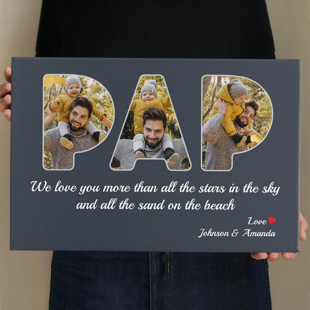 Pap Custom Photo - Personalized Name And Text Canvas Wall Art