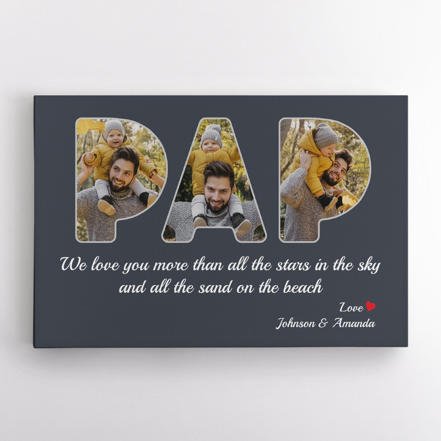 Pap Custom Photo - Personalized Name And Text Canvas Wall Art