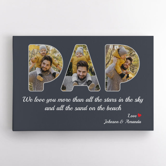 Pap Custom Photo - Personalized Name And Text Canvas Wall Art