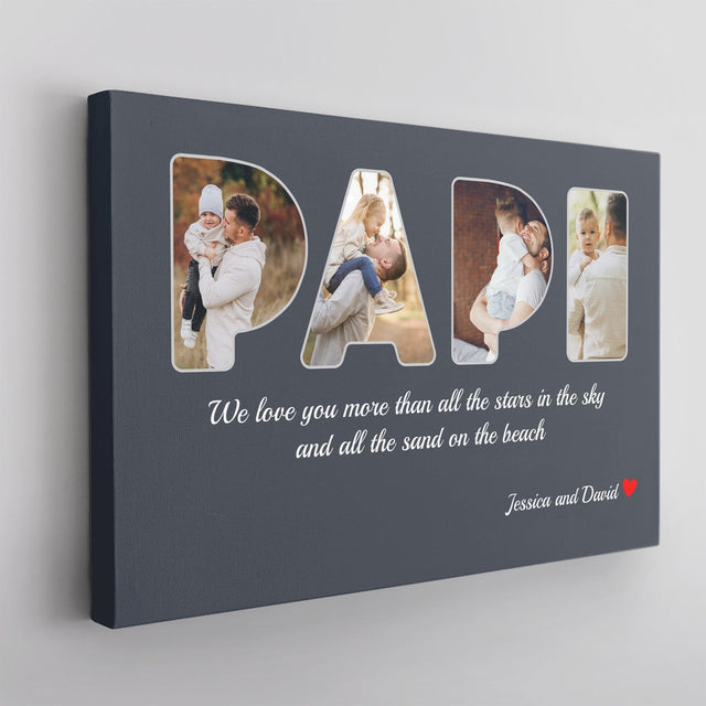Papi Custom Photo - Personalized Name And Text Canvas Wall Art
