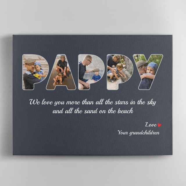 Pappy Custom Photo - Personalized Name And Text Canvas Wall Art