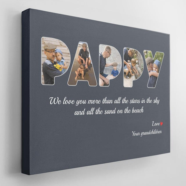 Pappy Custom Photo - Personalized Name And Text Canvas Wall Art
