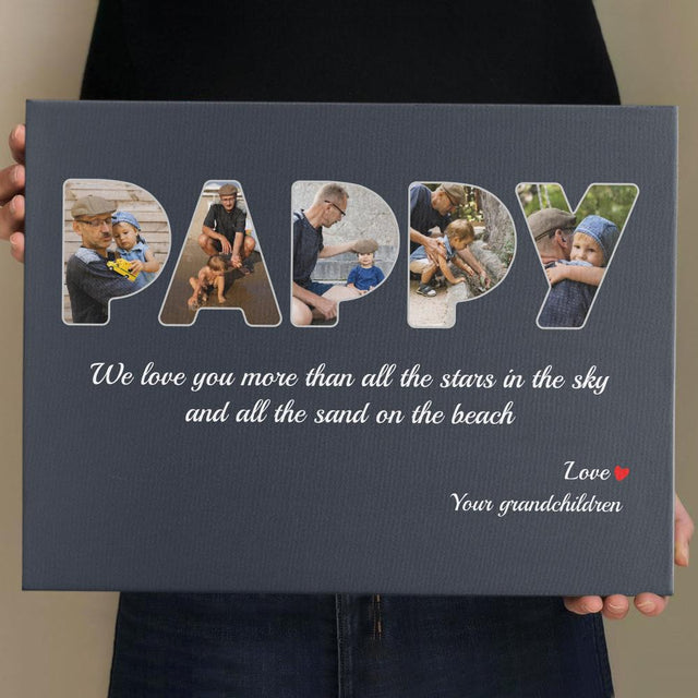 Pappy Custom Photo - Personalized Name And Text Canvas Wall Art