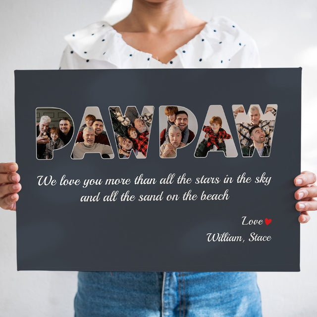 PawPaw Custom Photo , Personalized Name And Text Canvas Wall Art