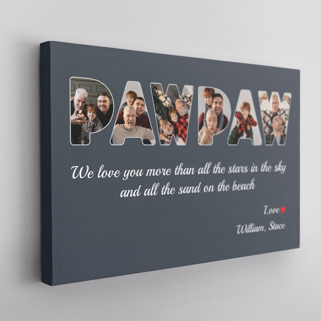 PawPaw Custom Photo , Personalized Name And Text Canvas Wall Art