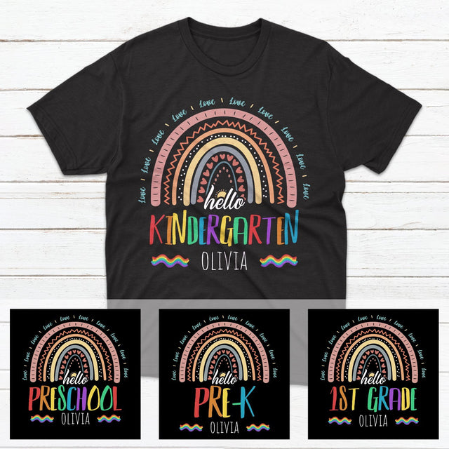 Personalized Back To School Shirt, Rainbow Kids T-shirt