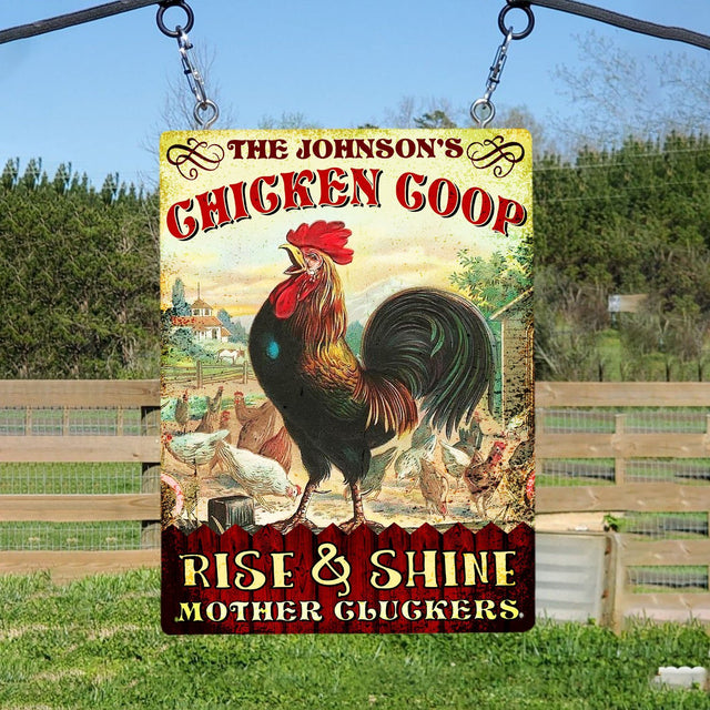 Personalized Chicken Coop, Rise And Shine Mother Gluckers, Customized Farm Sign