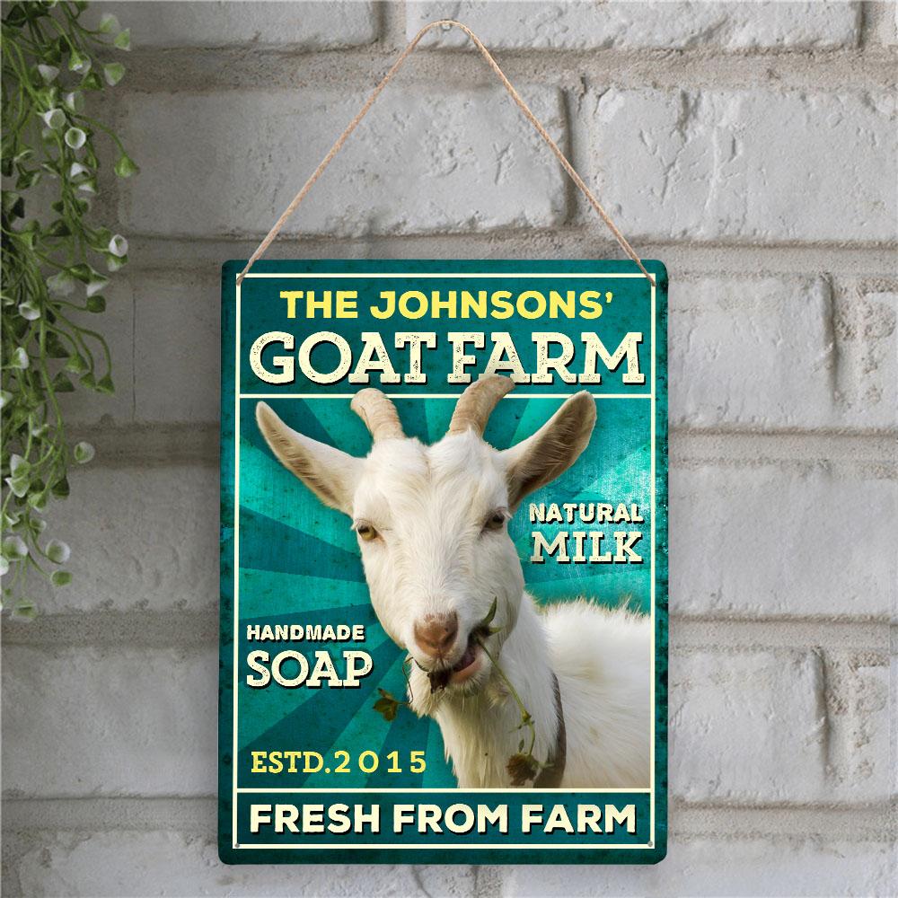 Personalized Goat Farm, Fresh From Farm, Customized Metal Sign, Custom Name And Years