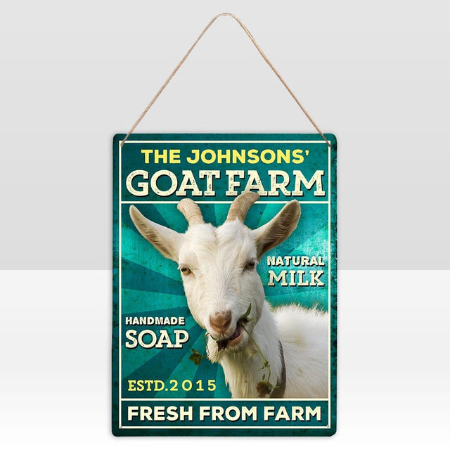 Personalized Goat Farm, Fresh From Farm, Customized Metal Sign, Custom Name And Years