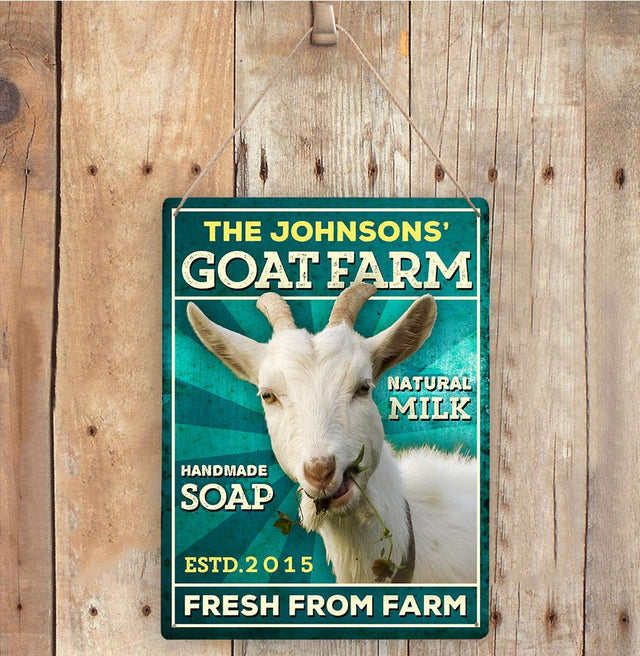 Personalized Goat Farm, Fresh From Farm, Customized Metal Sign, Custom Name And Years