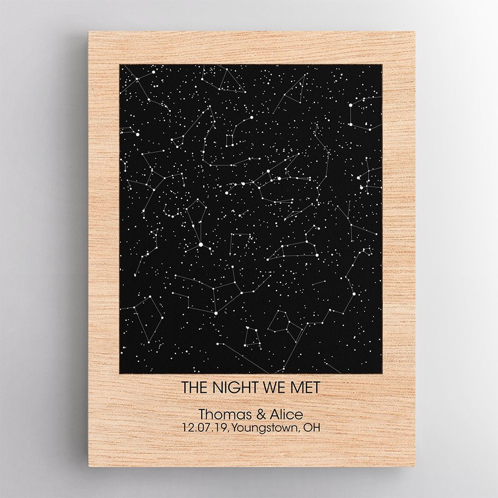 Personalized Night Sky And Text Light Wood Background