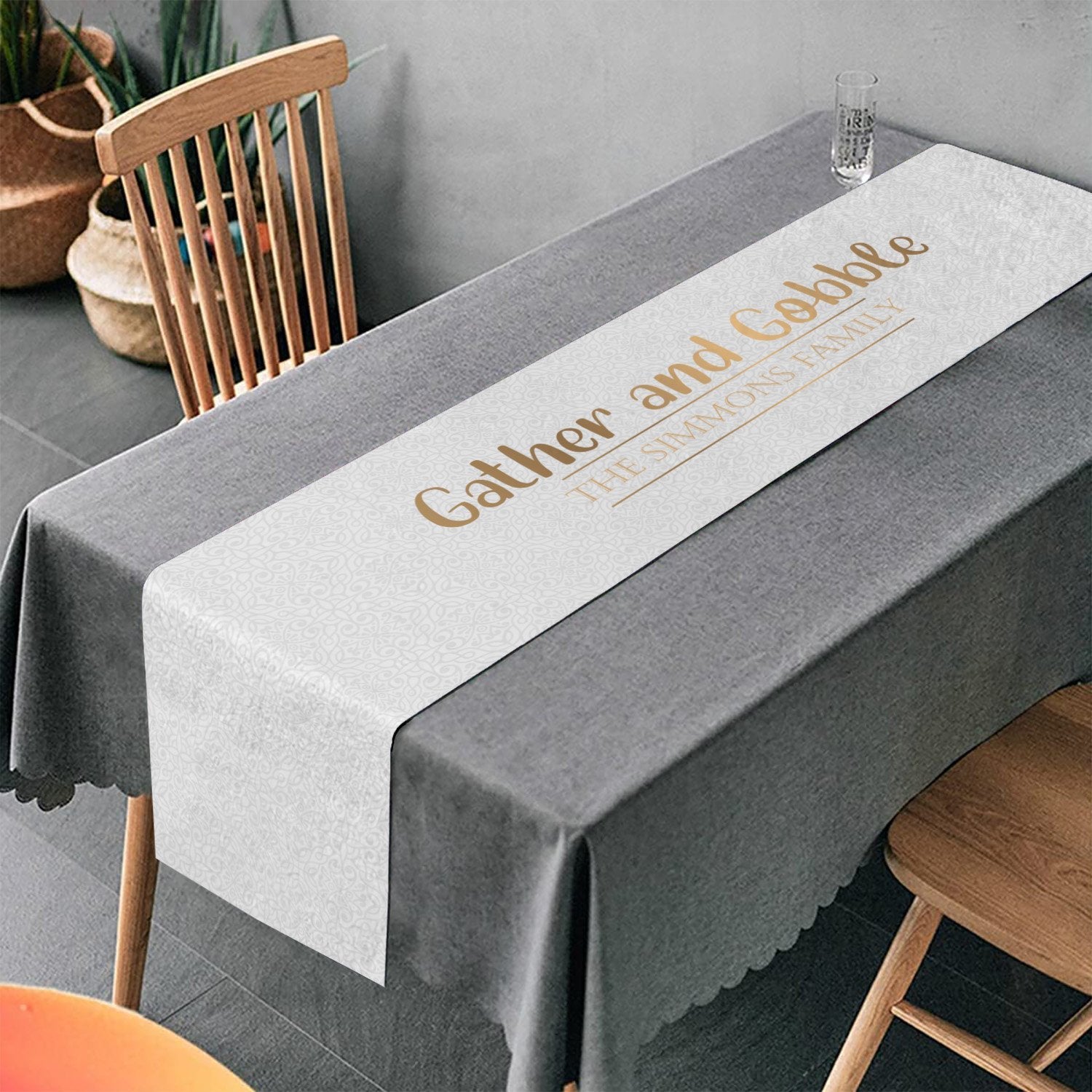 Personalized Table Runner, Custom Family Name, Gather And Gobble
