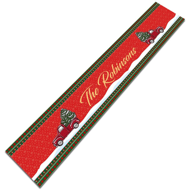 Personalized Table Runner, Custom Family Name, Gift For Christmas, Christmas Car