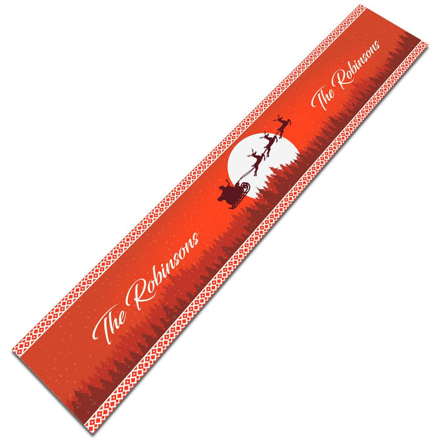 Personalized Table Runner, Custom Family Name, Gift For Christmas, Santa Claus's Reindeer