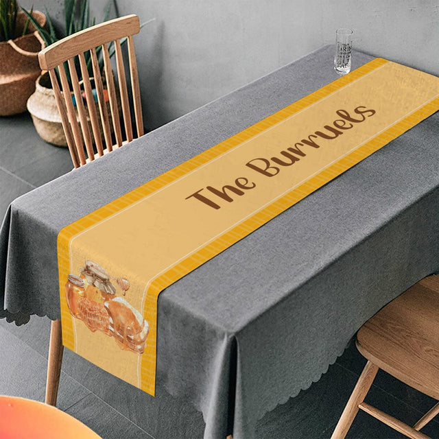 Personalized Table Runner, Custom Family Name, Honey