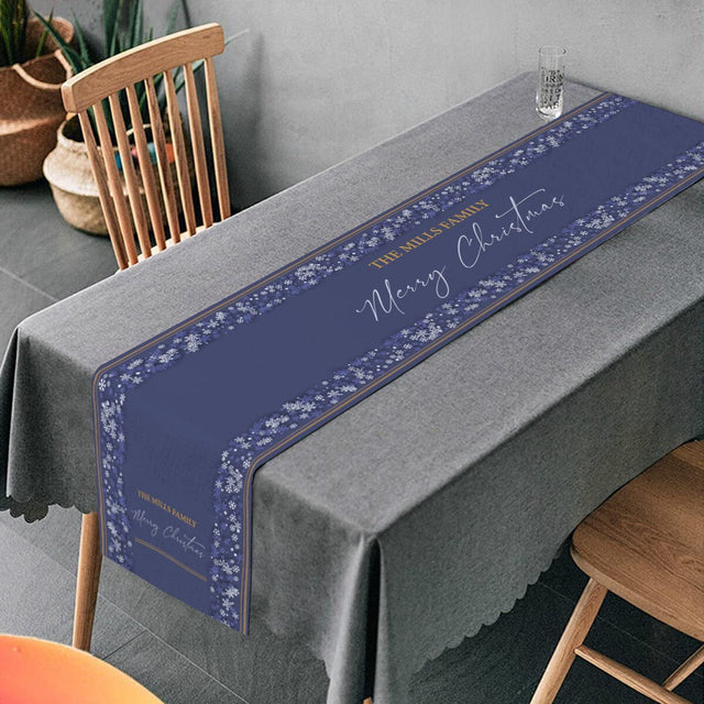 Personalized Table Runner, Custom Family Name, Merry Christmas