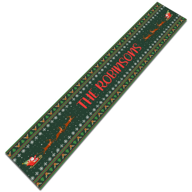 Personalized Table Runner, Custom Family Name, Santa Claus's Reindeer