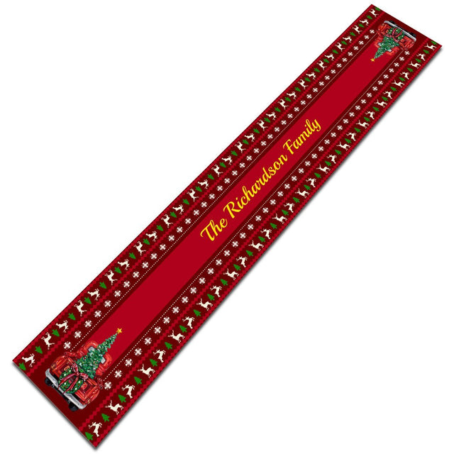 Personalized Table Runner, Personalized Family Name, Christmas Car