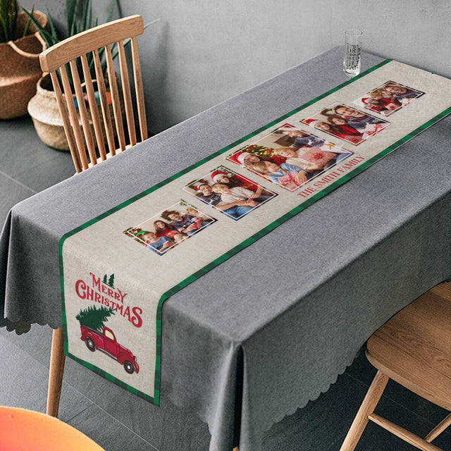 Personalized Table Runner, Personalized Family Name, Custom Upload Photo