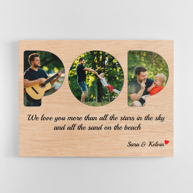 Pop Custom Photo - Personalized Light Wood Background Canvas