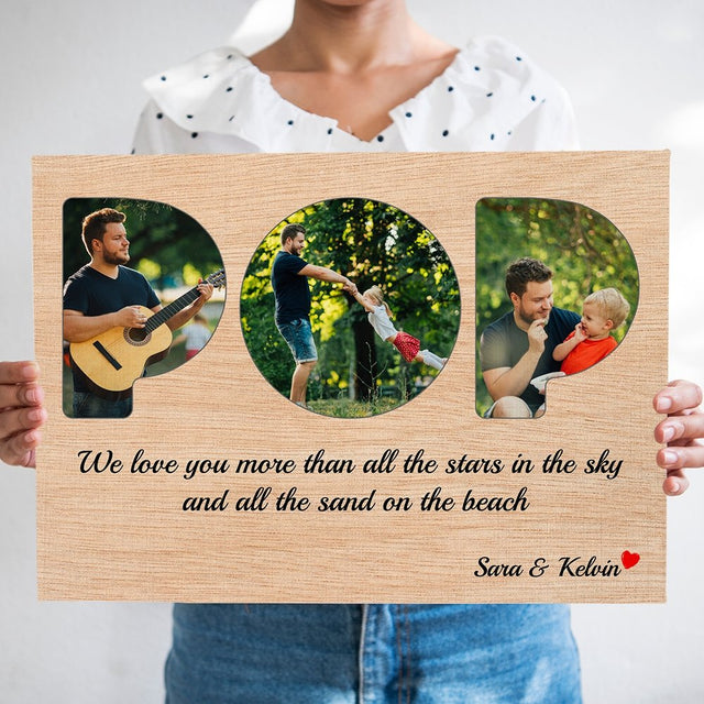 Pop Custom Photo - Personalized Light Wood Background Canvas