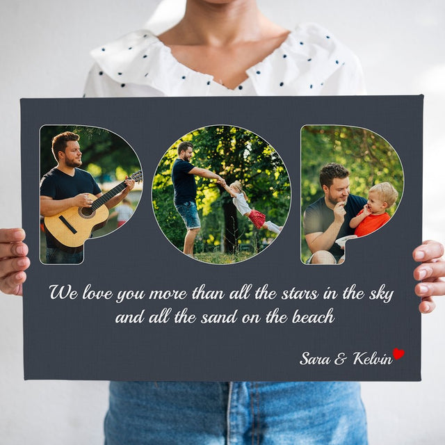 Pop Custom Photo - Personalized Navy Vintage Background Canvas