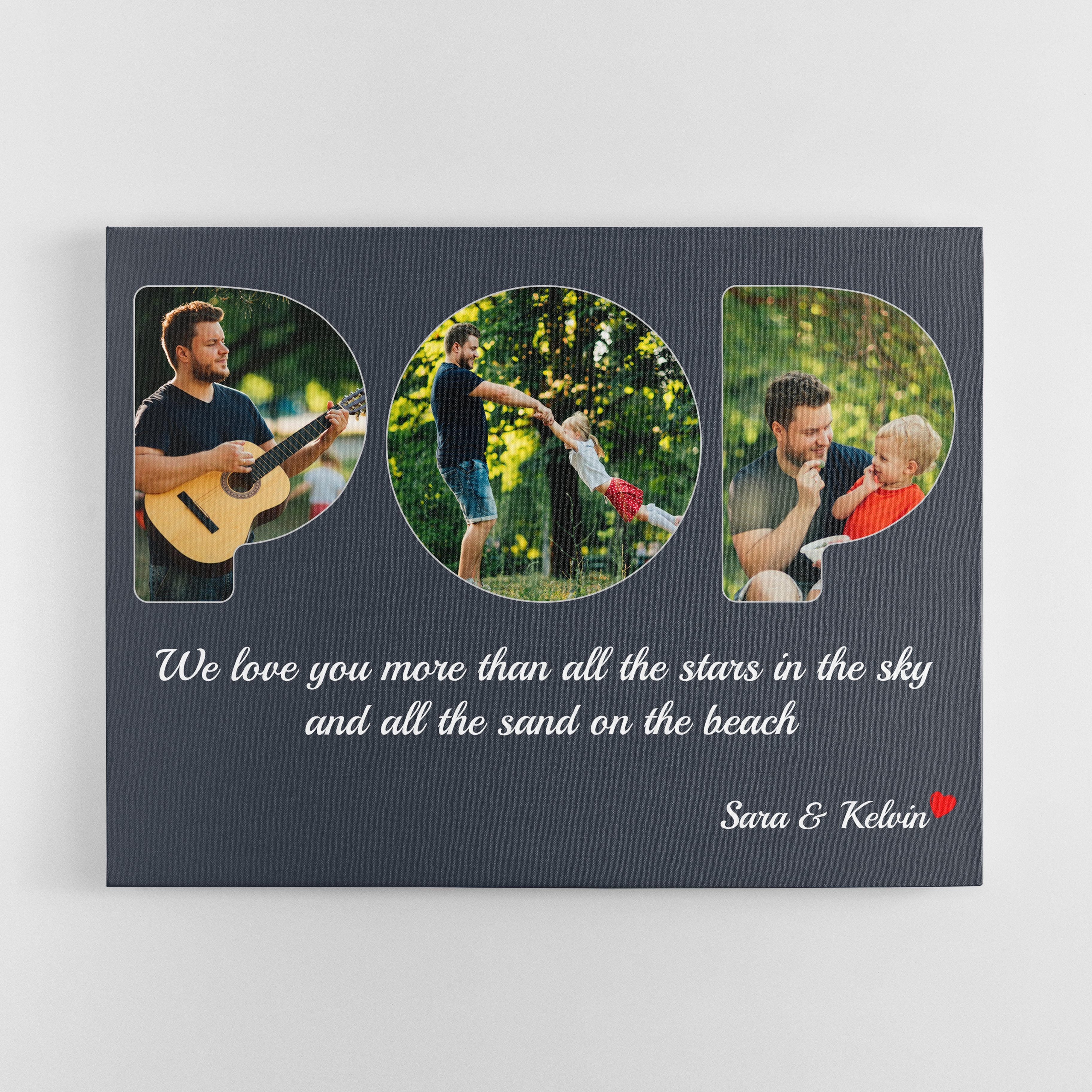 Pop Custom Photo - Personalized Navy Vintage Background Canvas