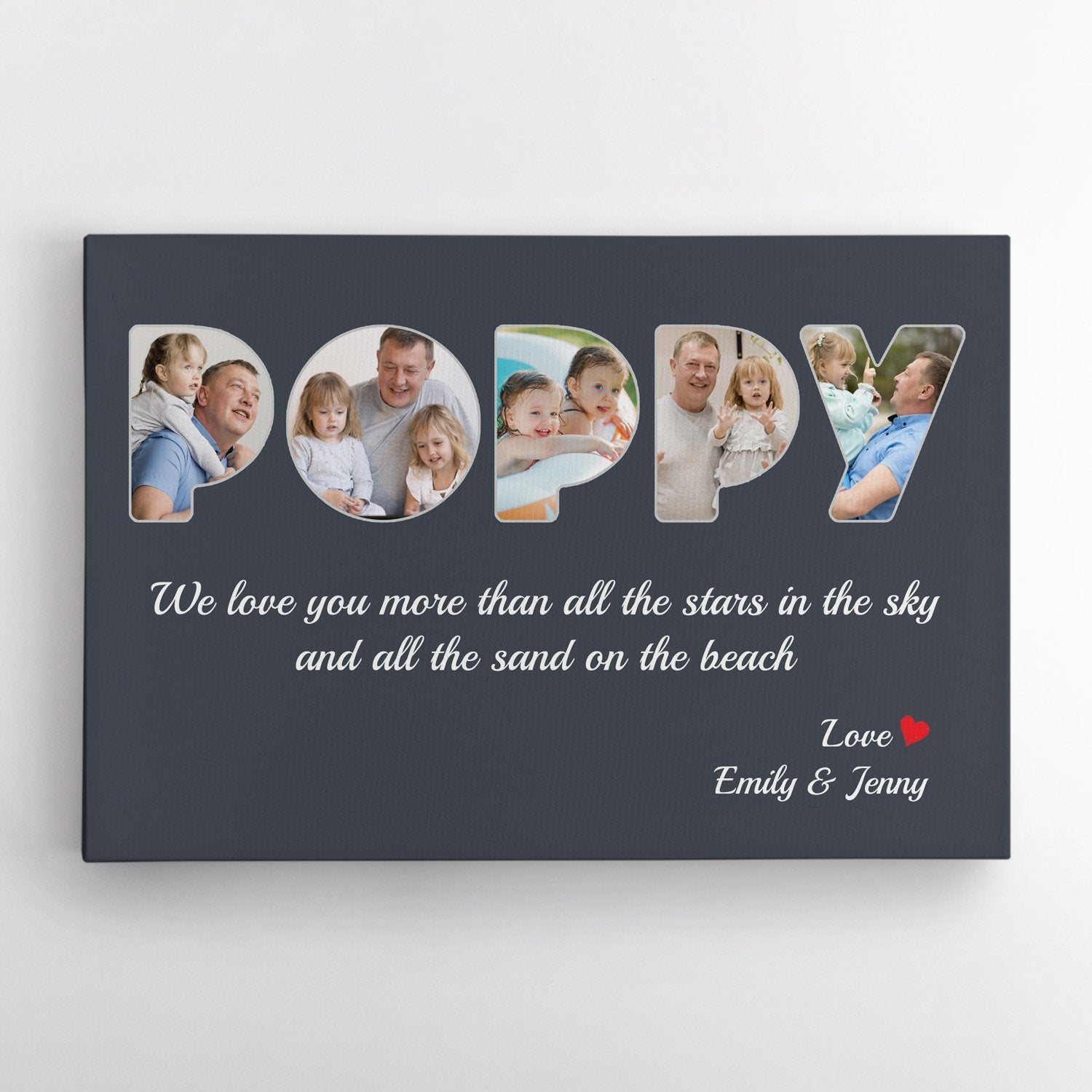 Poppy Custom Photo - Personalized Name And Text Canvas Wall Art