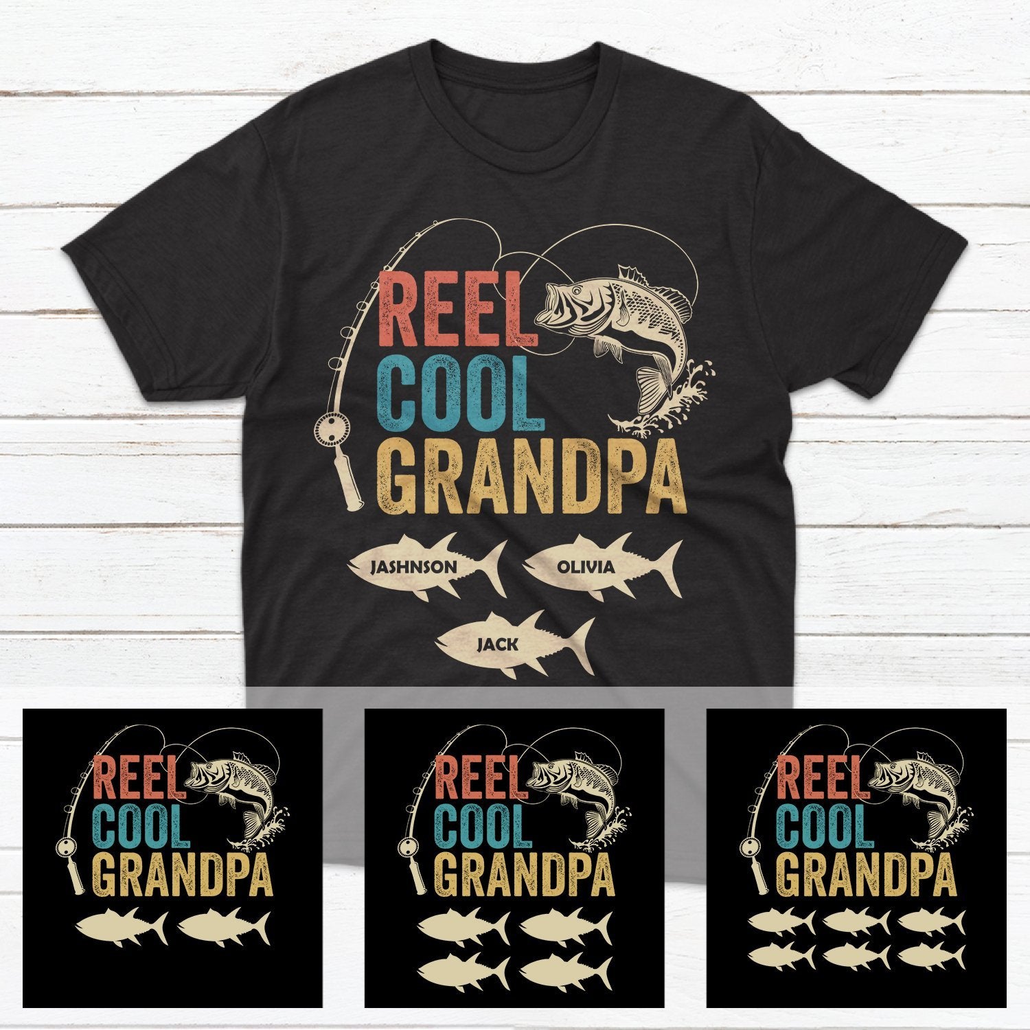 Personalized Gift for Grandpa, Custom T Shirt - Grandpa But Cooler Fishing, Family Gift, PersonalFury, Basic Tee / Royal / XL