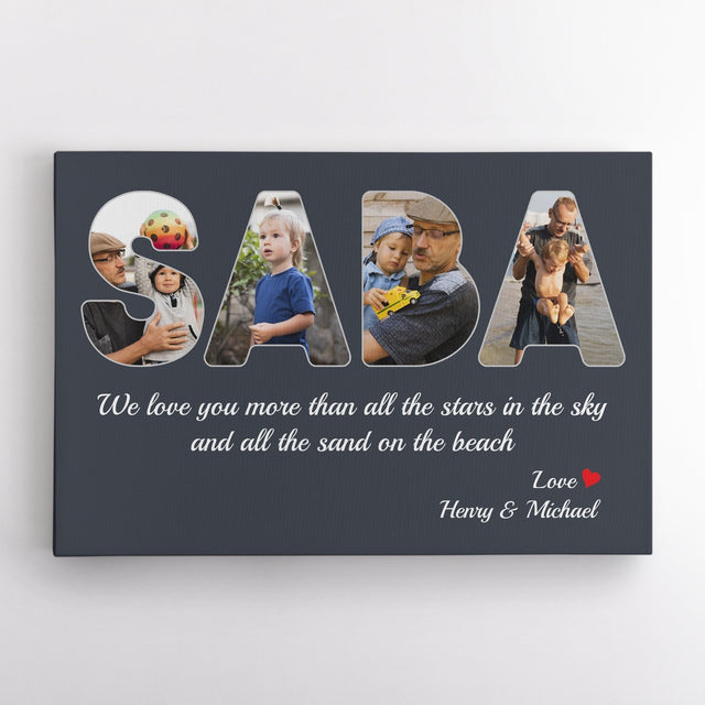 Saba Custom Photo - Personalized Name And Text Canvas Wall Art