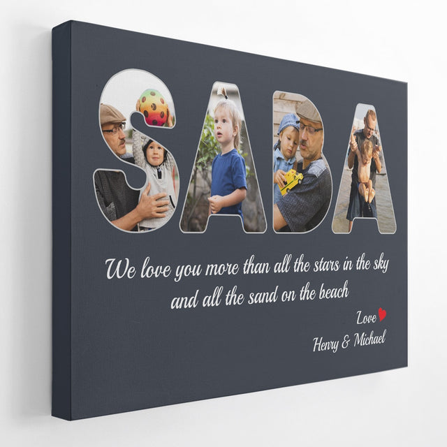 Saba Custom Photo - Personalized Name And Text Canvas Wall Art