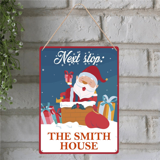 Santa Sleigh Sign, Santa Next Stop Sign, Christmas Sign, Personalized Family Name