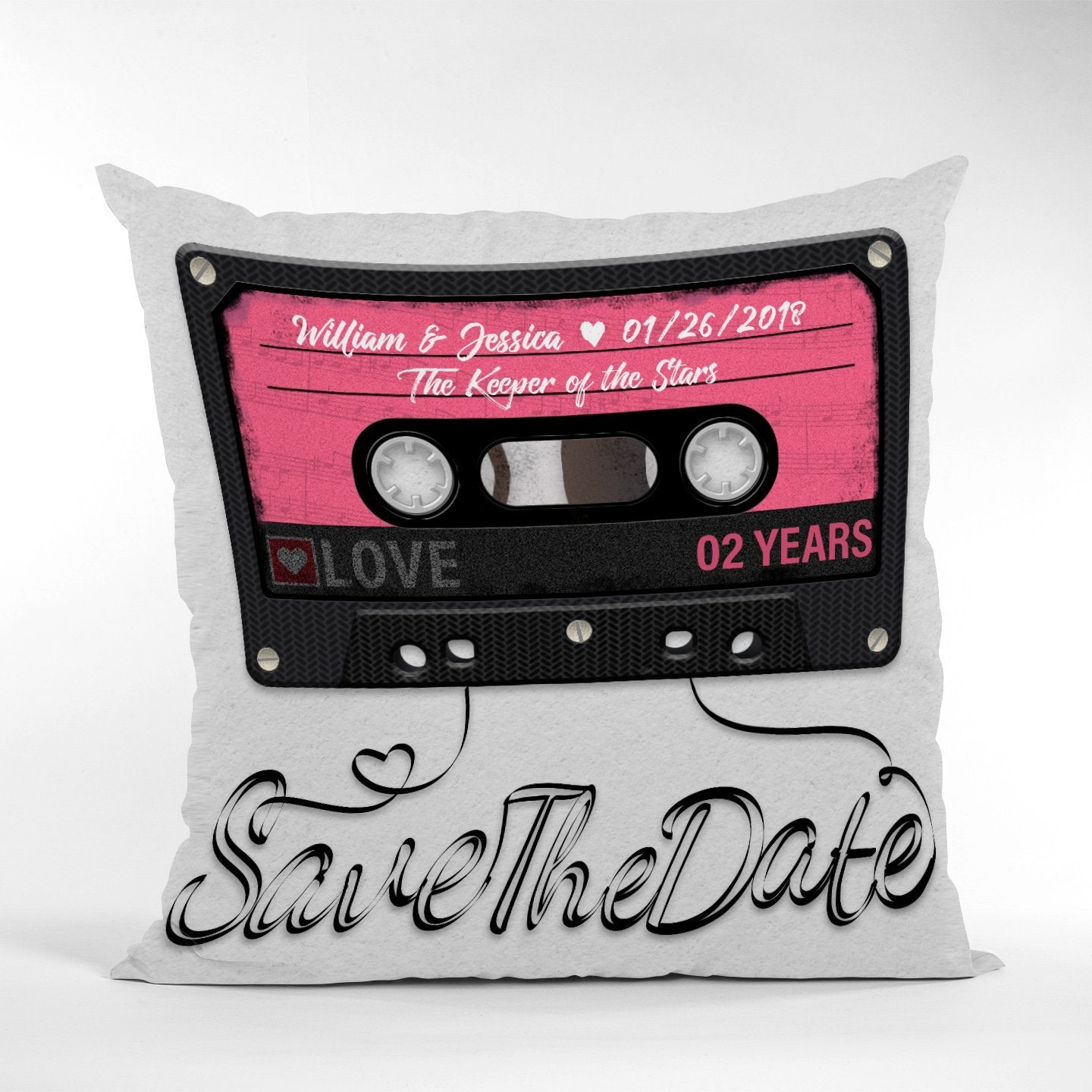 Save The Day, Custom Song Name, Personalized Name And Date Cassette Tape Pillow