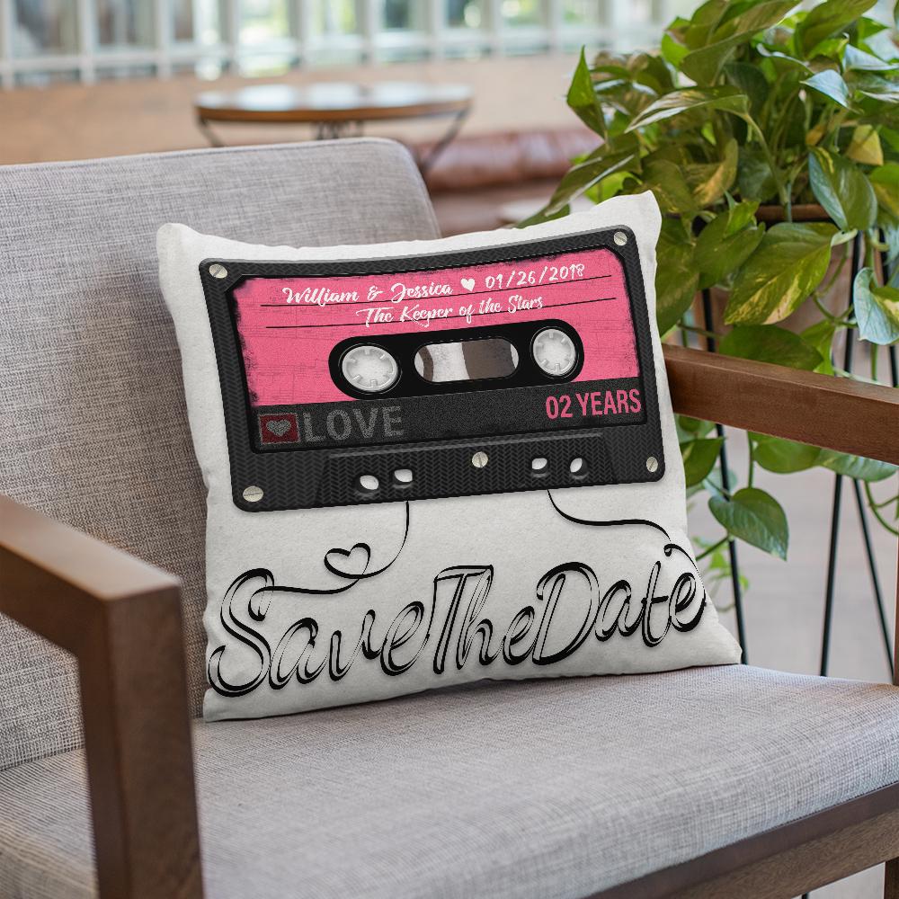 Save The Day, Custom Song Name, Personalized Name And Date Cassette Tape Pillow