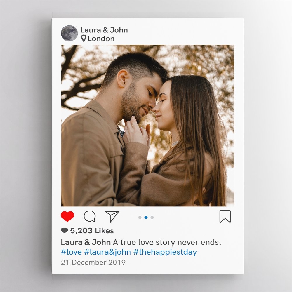 Social Post Custom Photo And Text Canvas Art Print