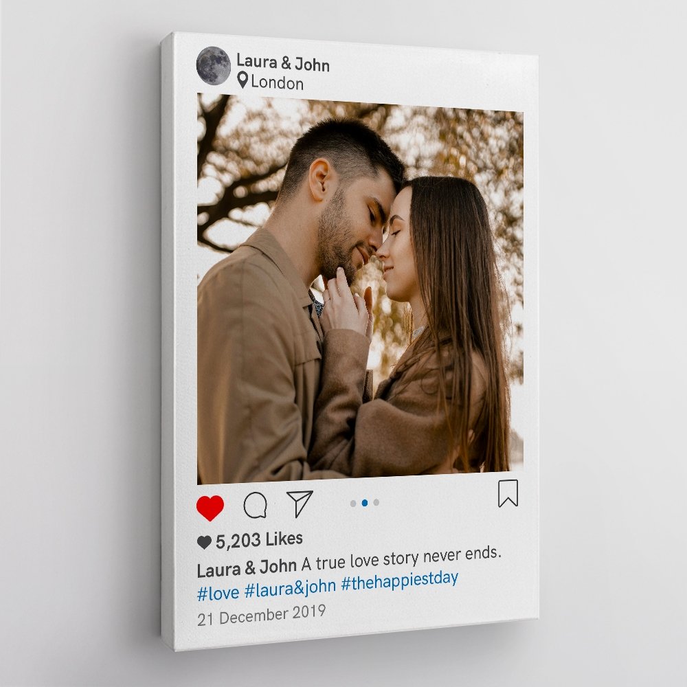 Social Post Custom Photo And Text Canvas Art Print