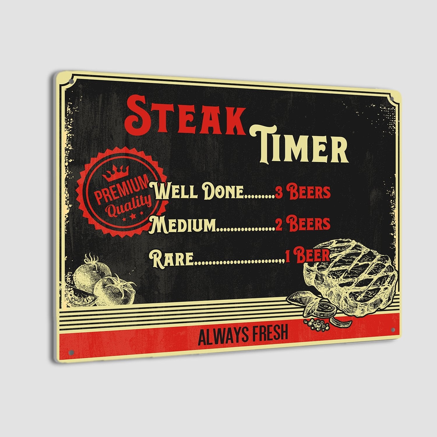 Steak Timer, Metal Signs