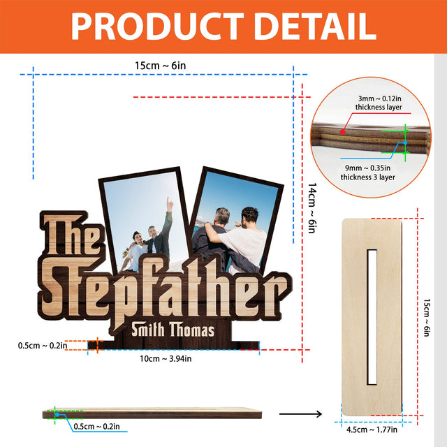 Stepfather, Custom Photo, Wooden Plaque 3 Layers