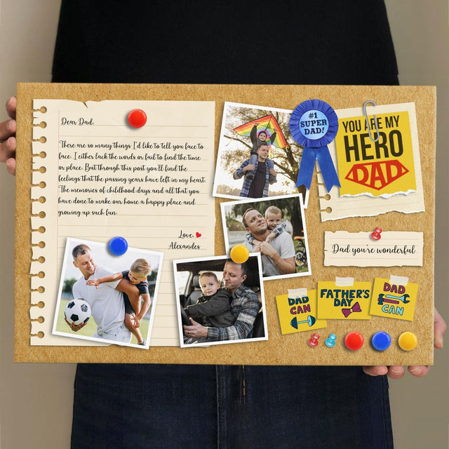 Super Dad, Custom Photo Personalized Name Canvas Wall Art
