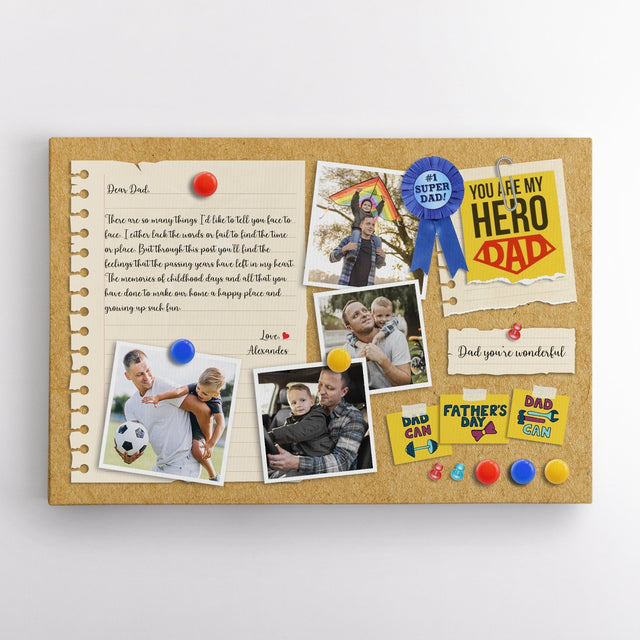 Super Dad, Custom Photo Personalized Name Canvas Wall Art