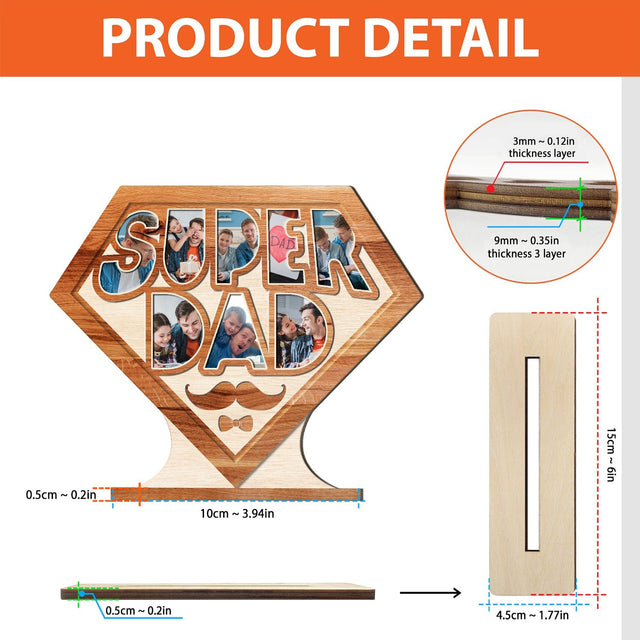 Super Dad, Custom Photo, Wooden Plaque 3 Layers