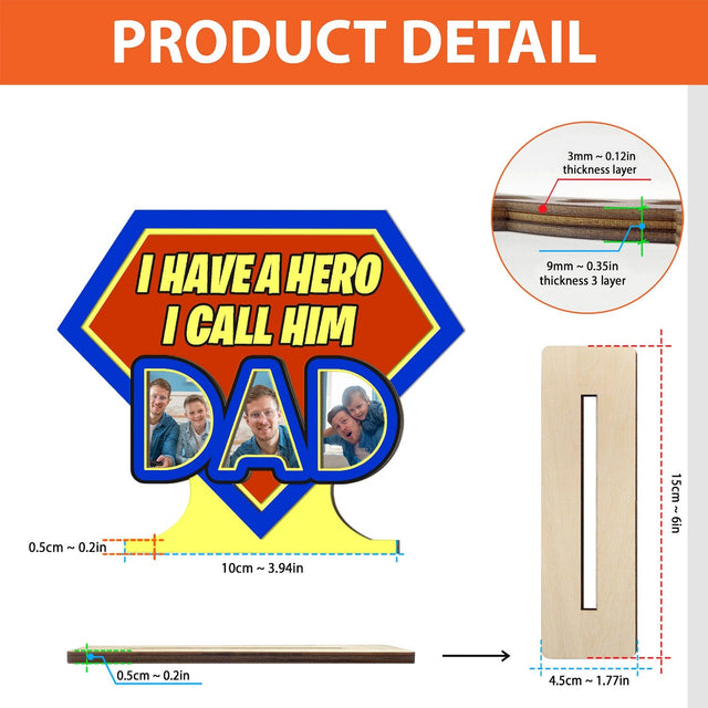 Super Dad, Custom Wooden Plaque 3 Layers, Personalized Photo