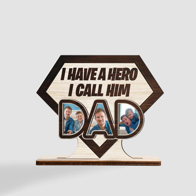 Super Dad, Custom Wooden Plaque 3 Layers, Personalized Photo